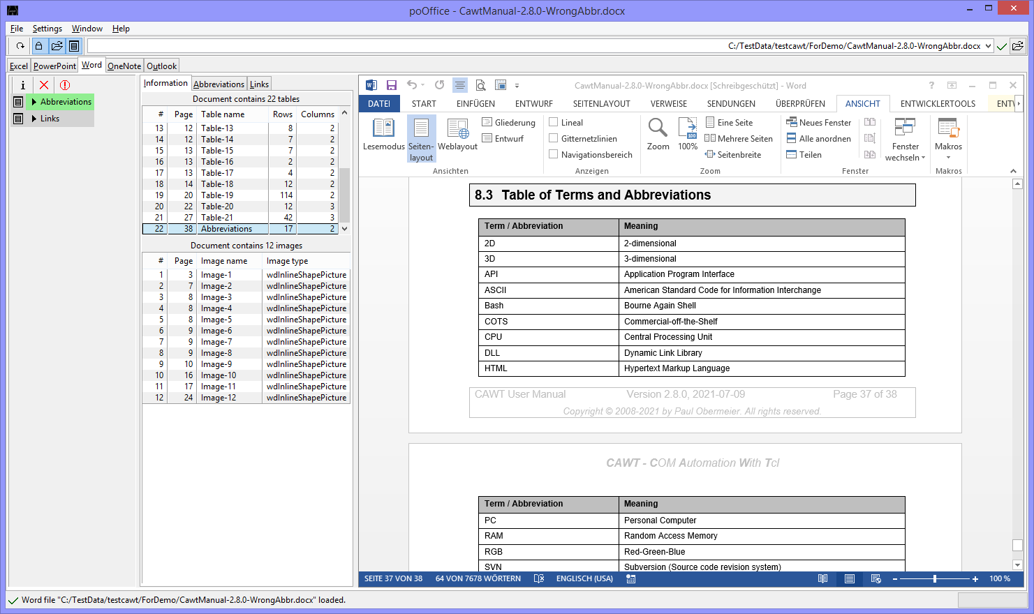 poOffice: Word document information